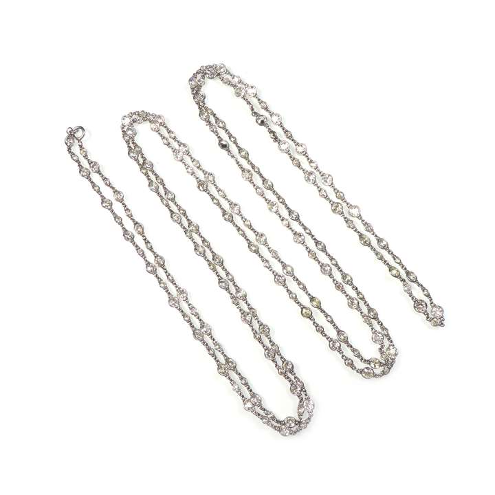 Antique diamond spectacle set long chain necklace